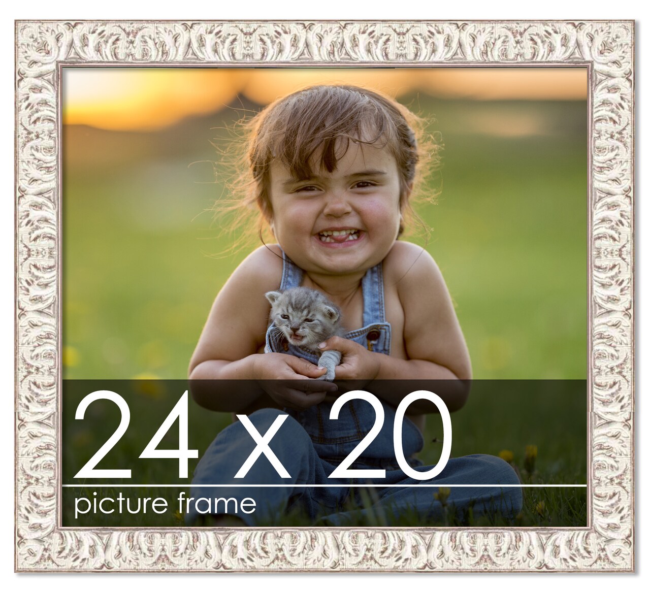 24x20 Refined White Picture Frame - UV Acrylic, Foam Board Backing, Hanging Hardware